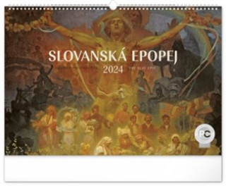 Book Kalendář 2024 nástěnný: Alfons Mucha - Slovanská epopej, 48 × 33 cm 