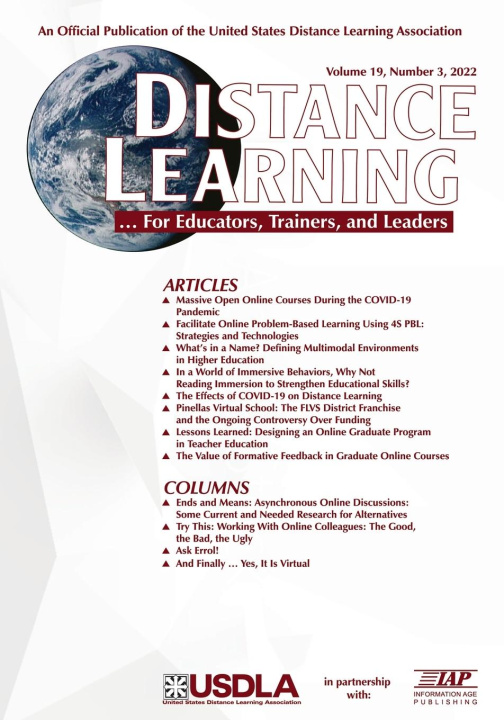 Knjiga Distance Learning Volume 19 Number 3 2022 Michael Simonson
