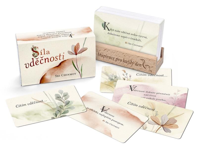 Printed items Síla vděčnosti - karty s dřevěným stojánkem 
