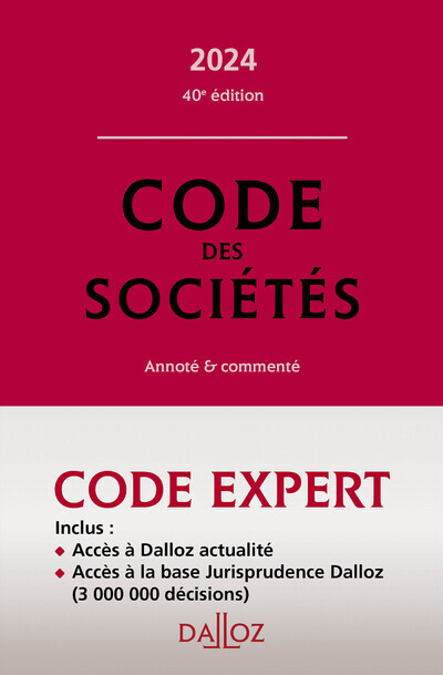 Book Code Dalloz Expert. Code des sociétés 2024 Bénédicte François