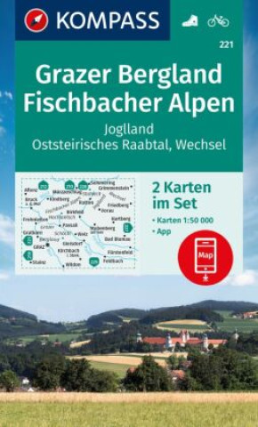 Nyomtatványok KOMPASS Wanderkarten-Set 221 Grazer Bergland, Fischbacher Alpen (2 Karten) 1:50.000 