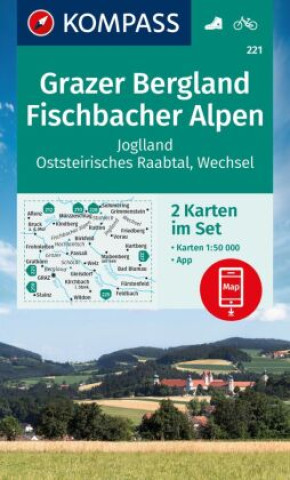 Prasa KOMPASS Wanderkarten-Set 221 Grazer Bergland, Fischbacher Alpen (2 Karten) 1:50.000 