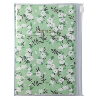 Calendar/Diary MARK'S 2023/2024 Taschenkalender B6 vertikal, Flower Pattern, Green 
