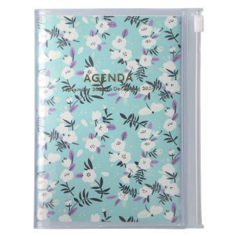 Calendar/Diary MARK'S 2023/2024 Taschenkalender A6 vertikal, Flower Pattern, Turquoise 