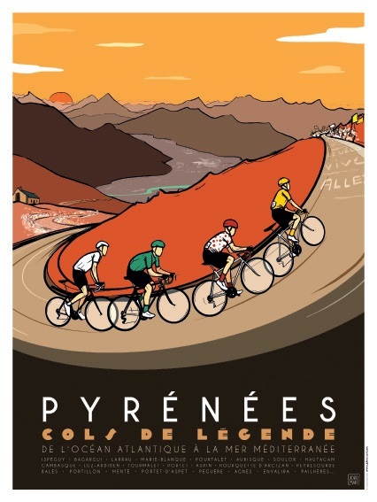Materiale tipărite Affiche : Tour de France, Pyrénées cols de légende 