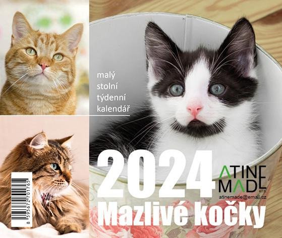 Book Kalendář 2024 Mazlivé kočky, stolní, týdenní, 150 X 130 mm 