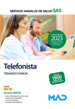 Carte TELEFONISTA SERVICIO ANDALUZ SALUD TEMARIO COMUN 7 EDITORES
