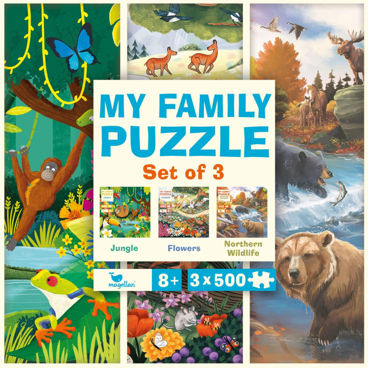 Igra/Igračka My Family Puzzle - Set of 3 - Jungle, Flowers, Northern Wildlife Kaja Kajfez