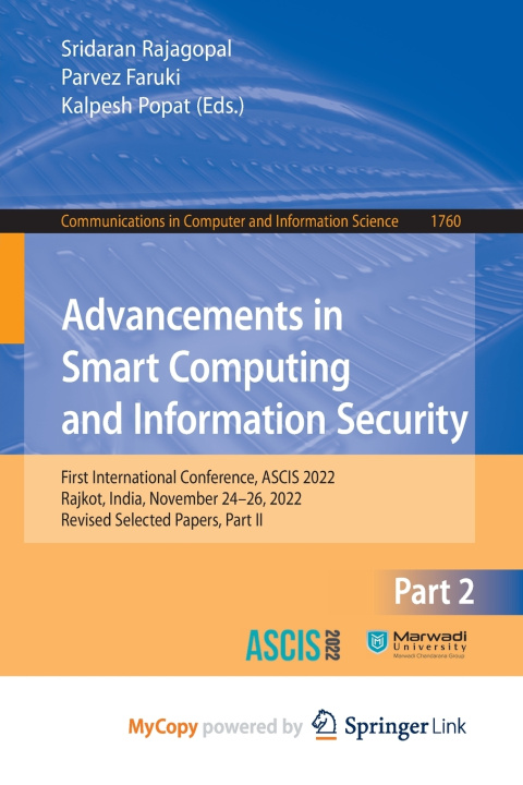 Kniha Advancements in Smart Computing and Information Security Sridaran Rajagopal