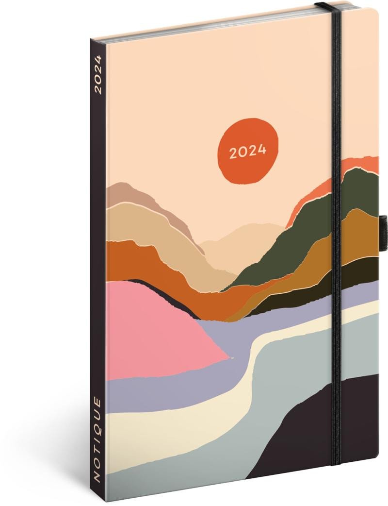 Календар/тефтер Diář 2024: Den a noc - týdenní, 13 × 21 cm 