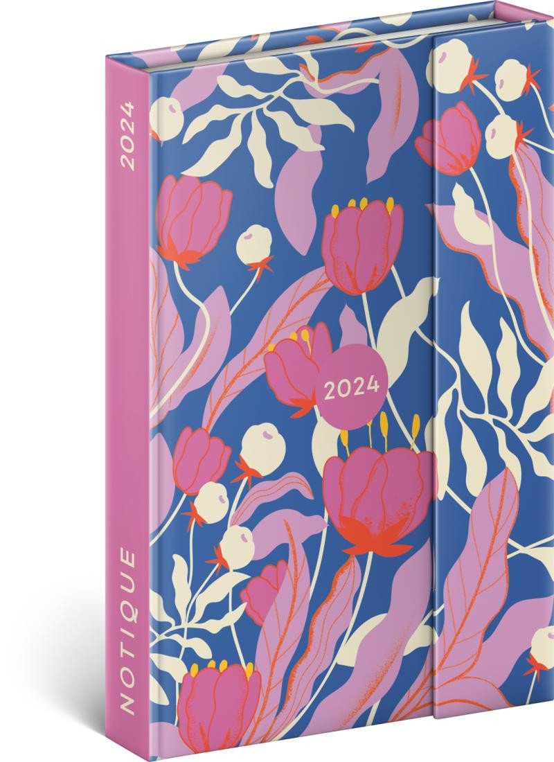Calendar / Agendă Diář 2024: Tulipány - týdenní, magnetický, 11 × 16 cm 