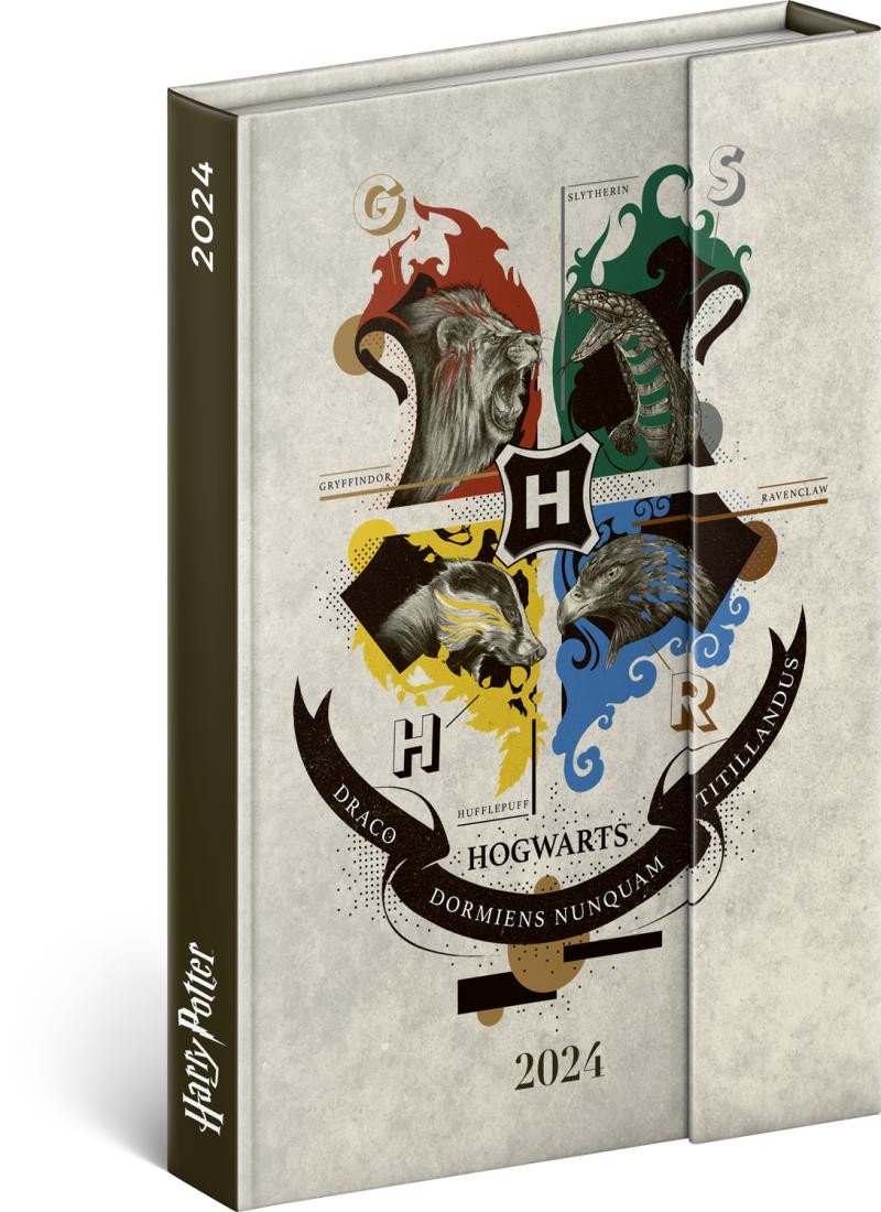 Календар/тефтер Diář 2024: Harry Potter - týdenní, magnetický, 11 × 16 cm 