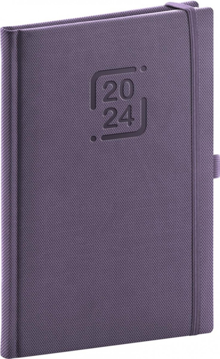 Календар/тефтер Diář 2024: Catanella - fialový, týdenní, 15 × 21 cm 