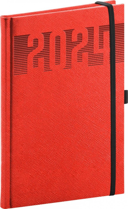 Календар/тефтер Diář 2024: Silhouette - červený, týdenní, 15 × 21 cm 