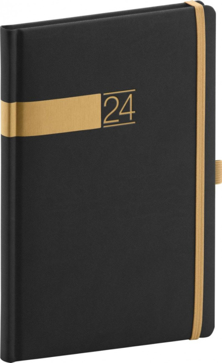 Calendar/Diary Diář 2024: Twill - černozlatý, týdenní, 15 × 21 cm 