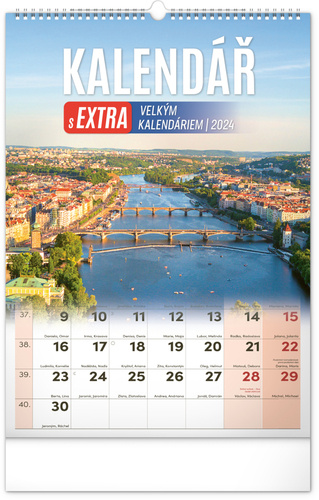 Naptár/Határidőnapló Kalendář s extra velkým kalendáriem 2024  - nástěnný kalendář 