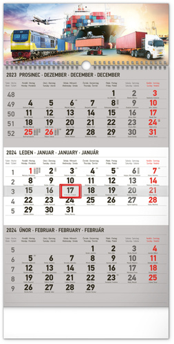 Naptár/Határidőnapló 3měsíční kalendář Spedice šedý 2024  - nástěnný kalendář 