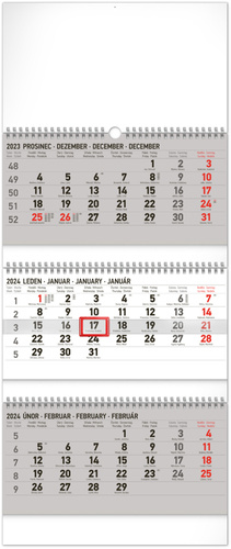 Календар/тефтер 3měsíční kalendář standard skládací 2024 - nástěnný kalendář 