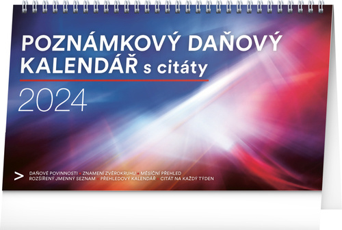 Kalendár/Diár Poznámkový daňový kalendář s citáty 2024 - stolní kalendář 