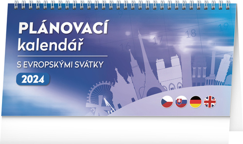 Kalendár/Diár Plánovací kalendář s evropskými svátky 2024 - stolní kalendář 