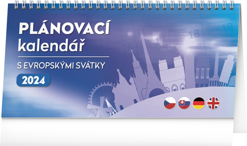 Kalender/Terminbuch Plánovací kalendář s evropskými svátky 2024 - stolní kalendář 