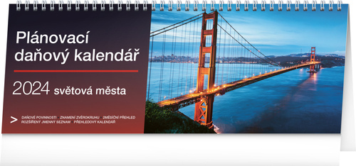 Календар/тефтер Plánovací daňový kalendář Světová města 2024 - stolní kalendář 