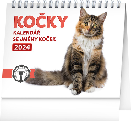 Kalendár/Diár Kočky se jmény koček 2024 - stolní kalendář 