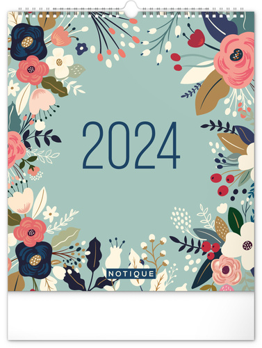 Kalendár/Diár Plánovací kalendář Květy 2024 - nástěnný kalendář 