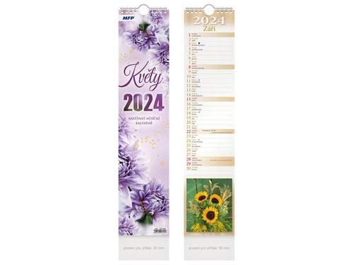 Календар/тефтер Vázankový Květy 2024 - nástěnný kalendář 