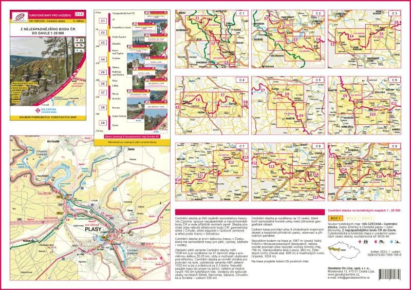 Книга VIA CZECHIA – Centrální stezka, box 1, Z nejzápadnějšího bodu ČR do Davle 1 : 25 000 