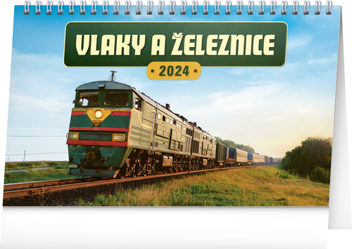Kalendář/Diář Vlaky a železnice 2024 - stolní kalendář 