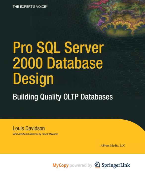 Knjiga Pro SQL Server 2000 Database Design Davidson Louis Davidson