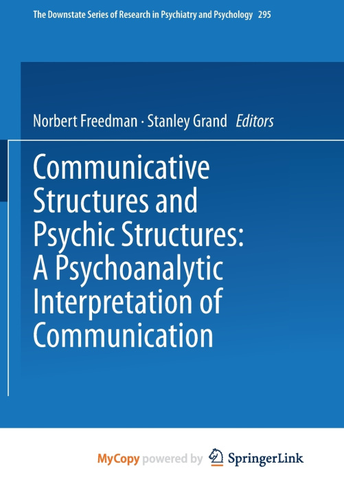 Book Communicative Structures and Psychic Structures Norbert Freedman