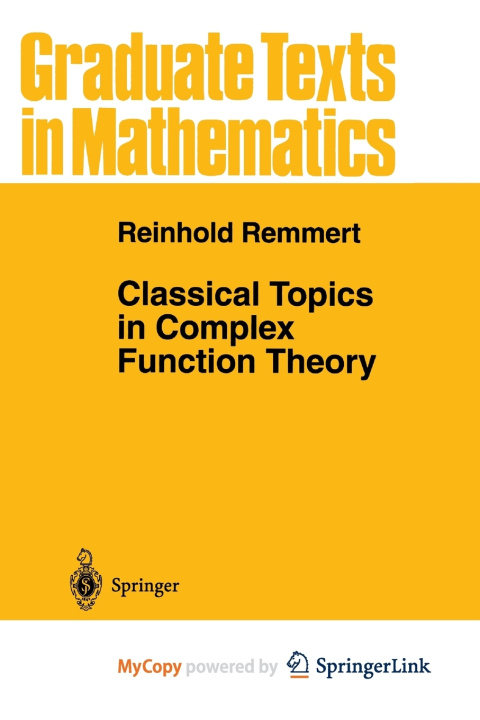 Knjiga Classical Topics in Complex Function Theory Remmert Reinhold Remmert
