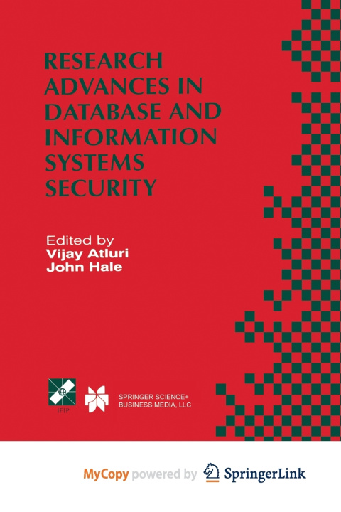 Boek Research Advances in Database and Information Systems Security Vijay Atluri
