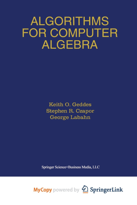 Knjiga Algorithms for Computer Algebra Geddes Keith O. Geddes