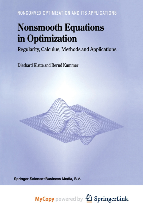 Knjiga Nonsmooth Equations in Optimization Klatte Diethard Klatte