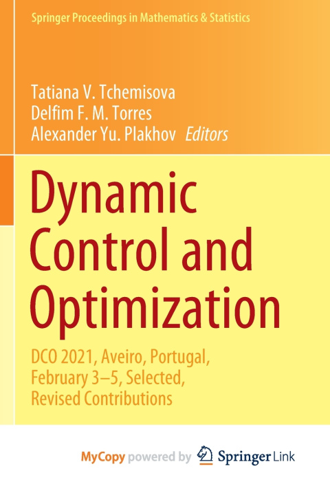 Knjiga Dynamic Control and Optimization Tatiana V. Tchemisova