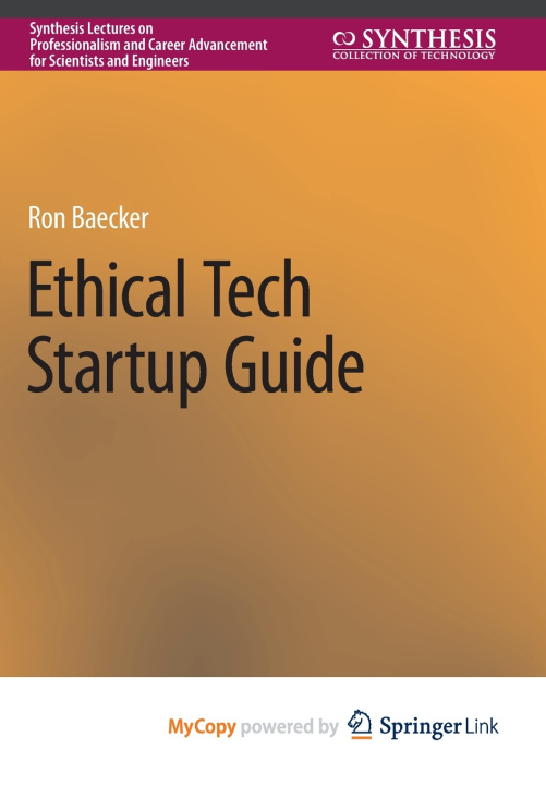 Boek Ethical Tech Startup Guide Baecker Ron Baecker