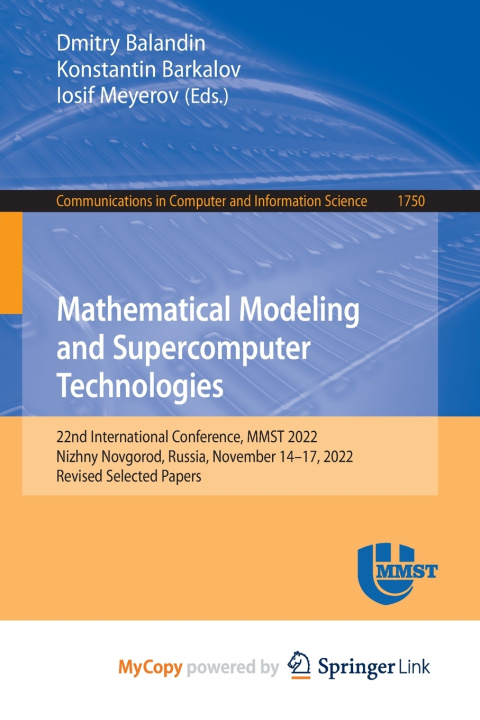 Book Mathematical Modeling and Supercomputer Technologies Dmitry Balandin
