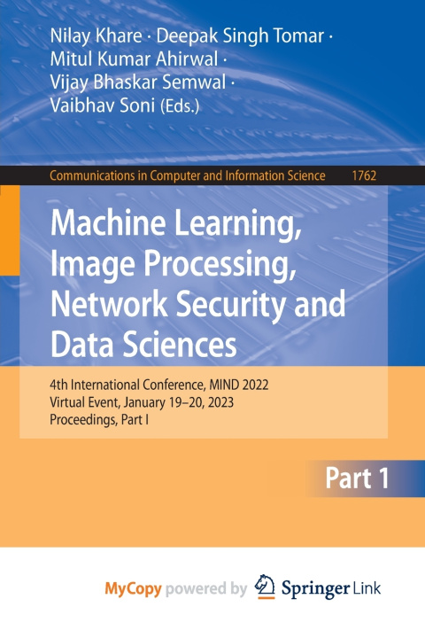 Book Machine Learning, Image Processing, Network Security and Data Sciences Nilay Khare