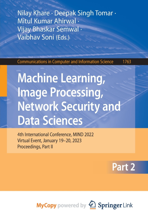 Book Machine Learning, Image Processing, Network Security and Data Sciences Nilay Khare