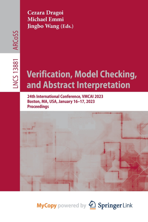 Kniha Verification, Model Checking, and Abstract Interpretation Cezara Dragoi