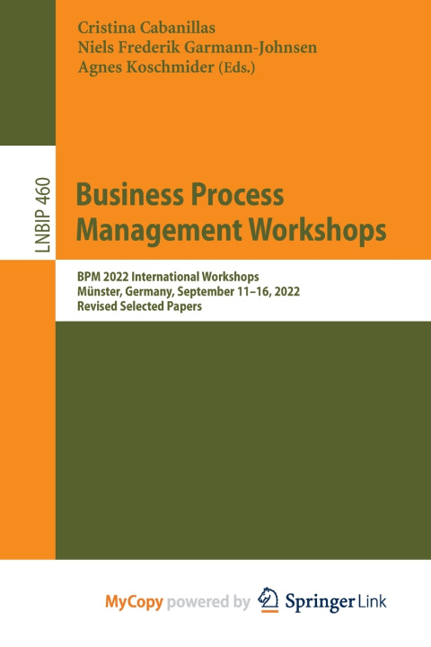 Kniha Business Process Management Workshops Cristina Cabanillas