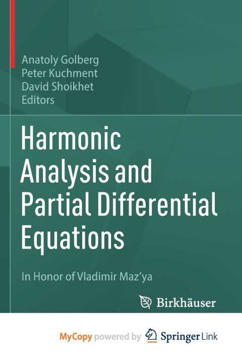 Carte Harmonic Analysis and Partial Differential Equations Anatoly Golberg