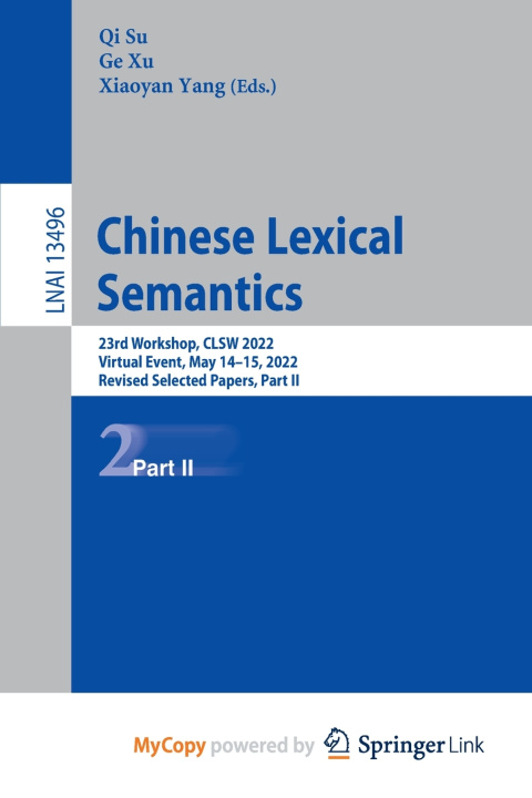 Buch Chinese Lexical Semantics Qi Su