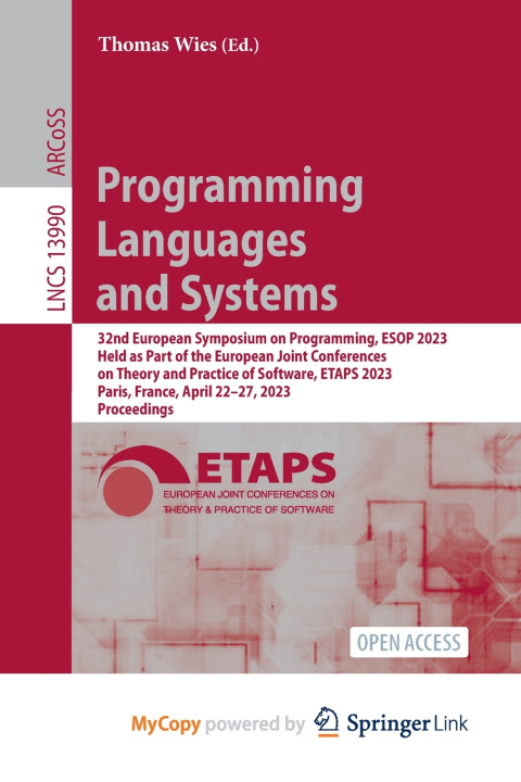 Book Programming Languages and Systems Thomas Wies