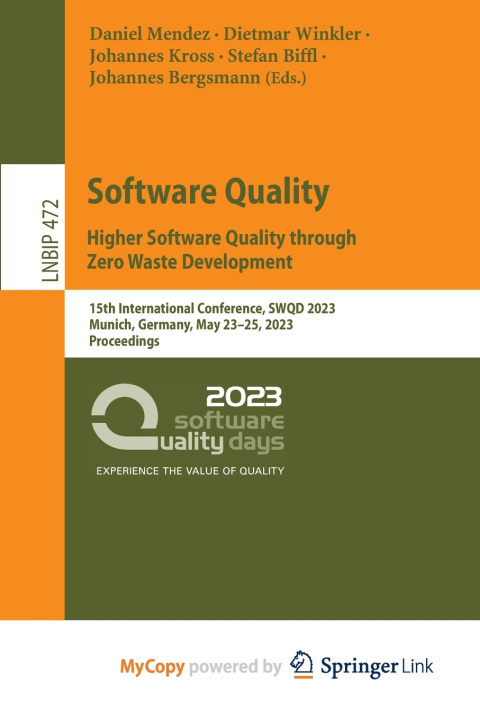 Knjiga Software Quality Daniel Mendez
