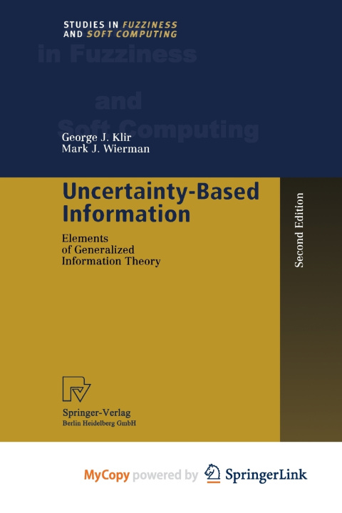 Knjiga Uncertainty-Based Information Klir George J. Klir