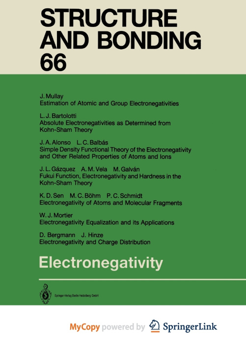 Book Electronegativity Kali D. Sen